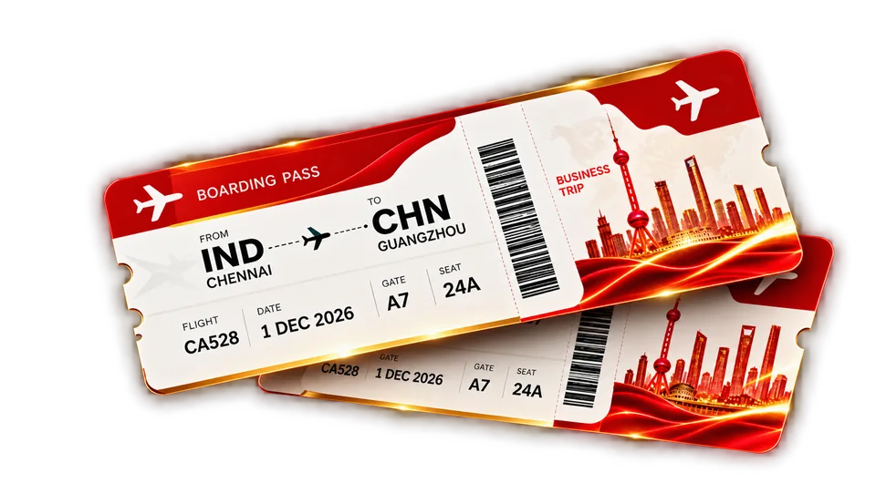 Two boarding passes from India to China